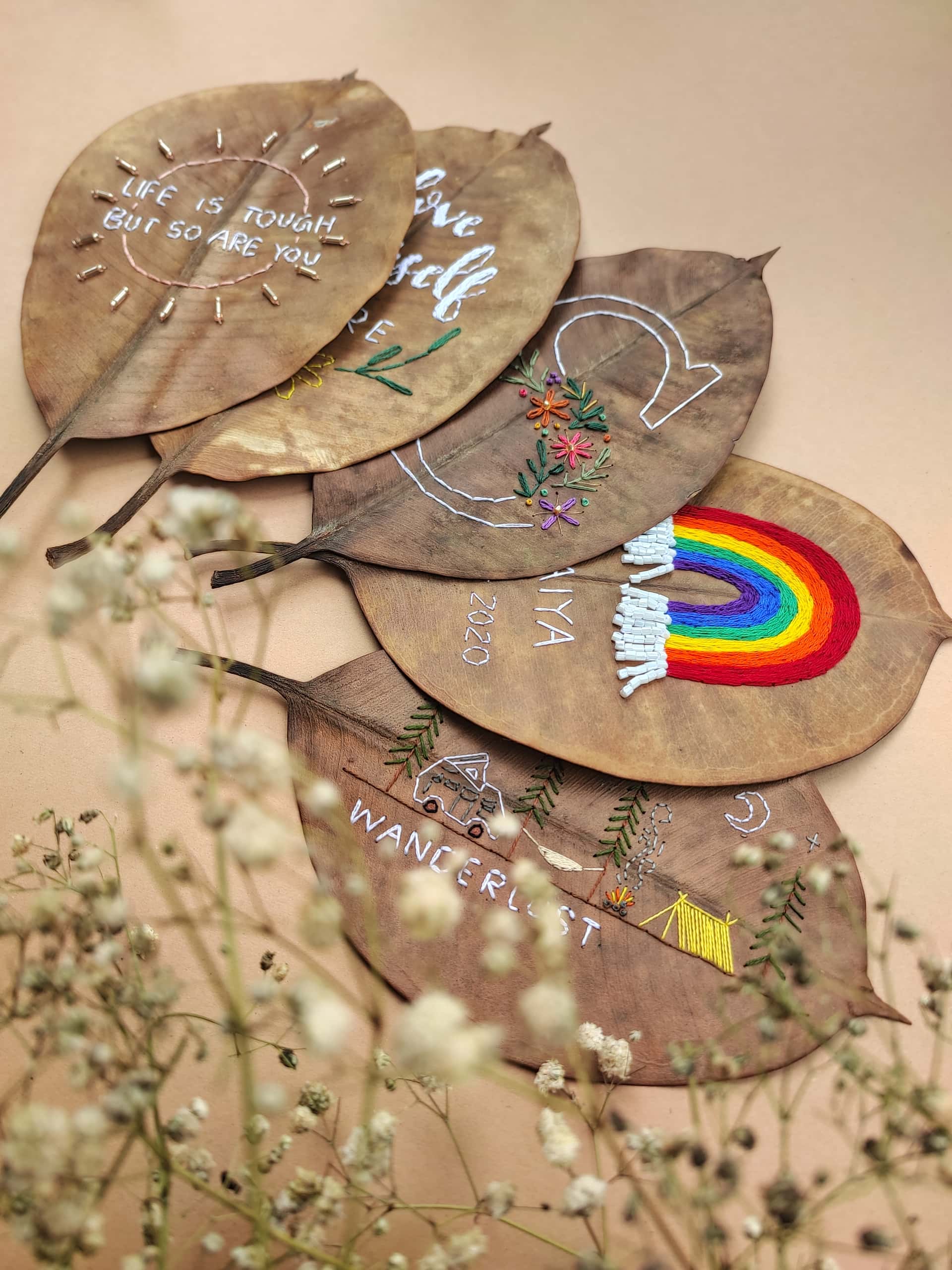 leaf embroidery
