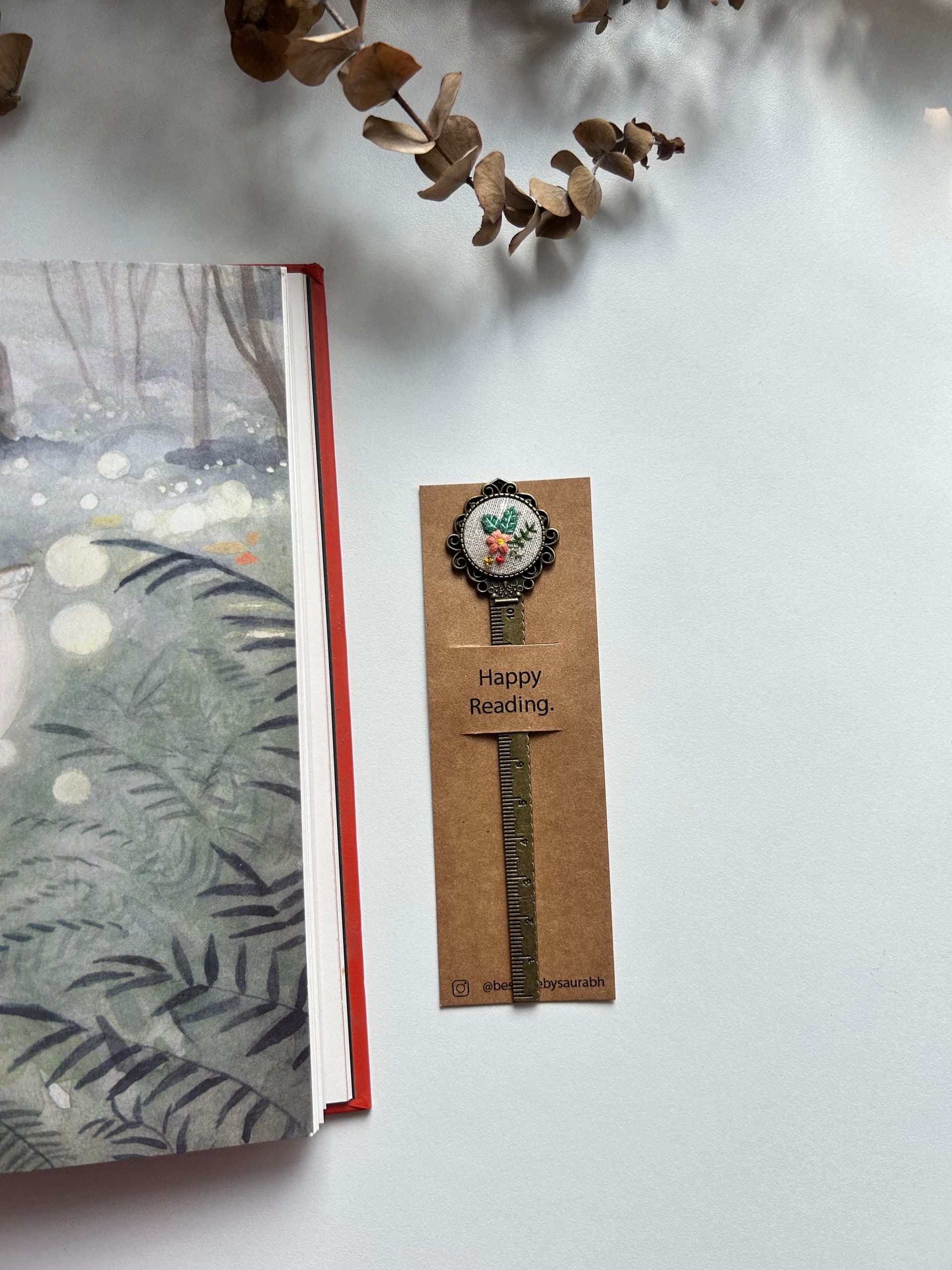 Flower with leaf scale bookmark  view 1