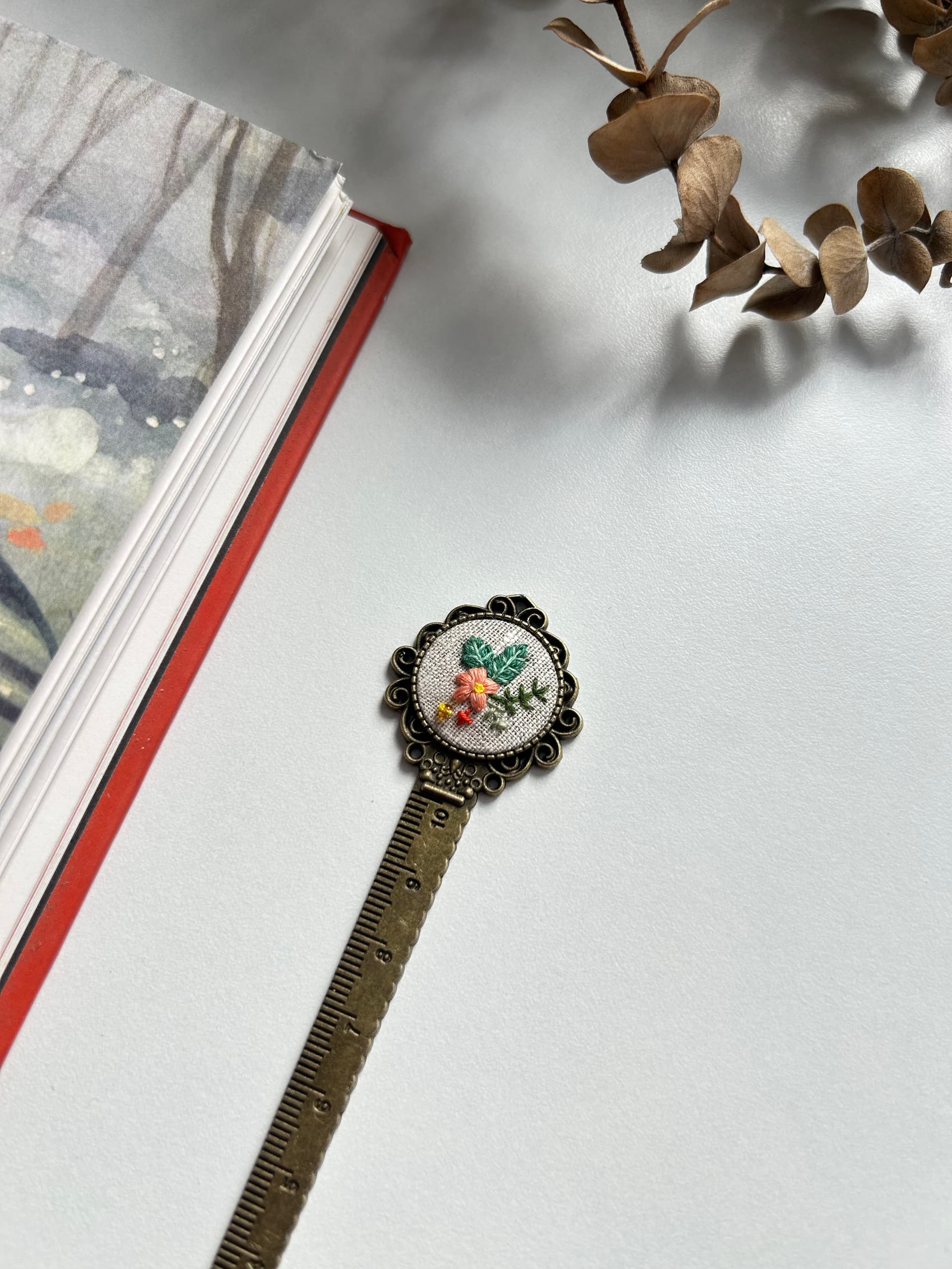 Flower with leaf scale bookmark  view 2