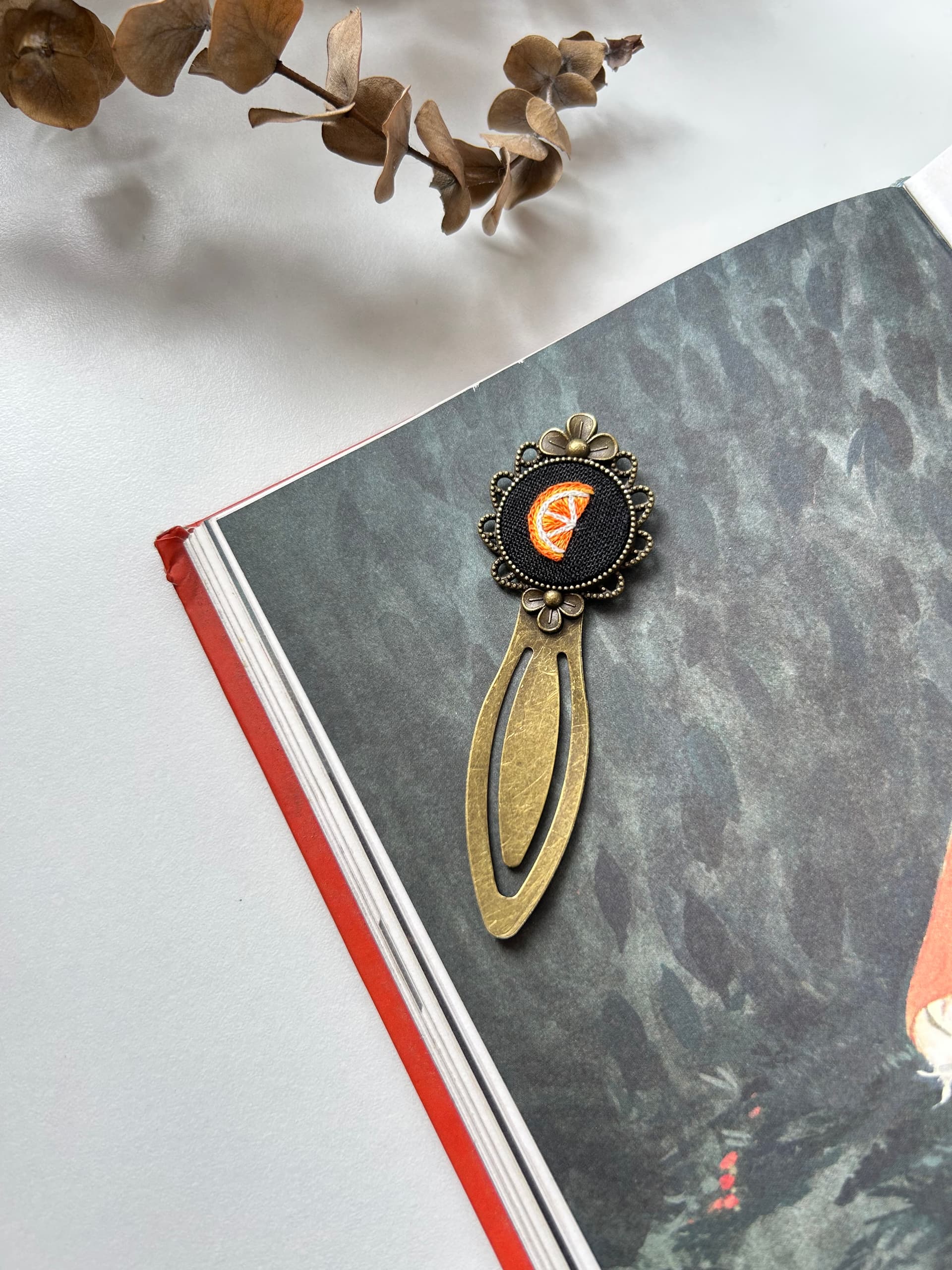 Orange clip bookmark
