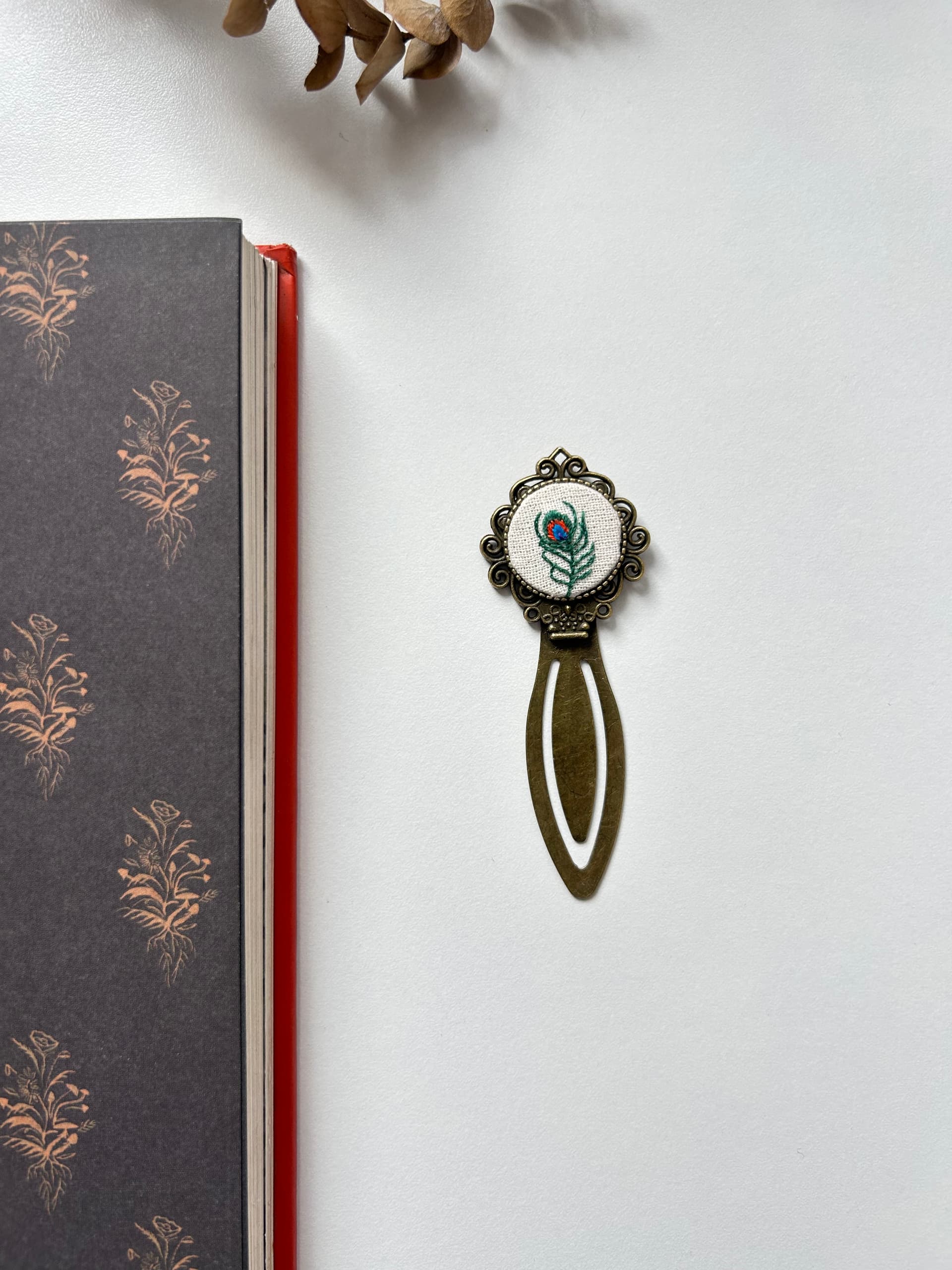 Peacock feather bookmark