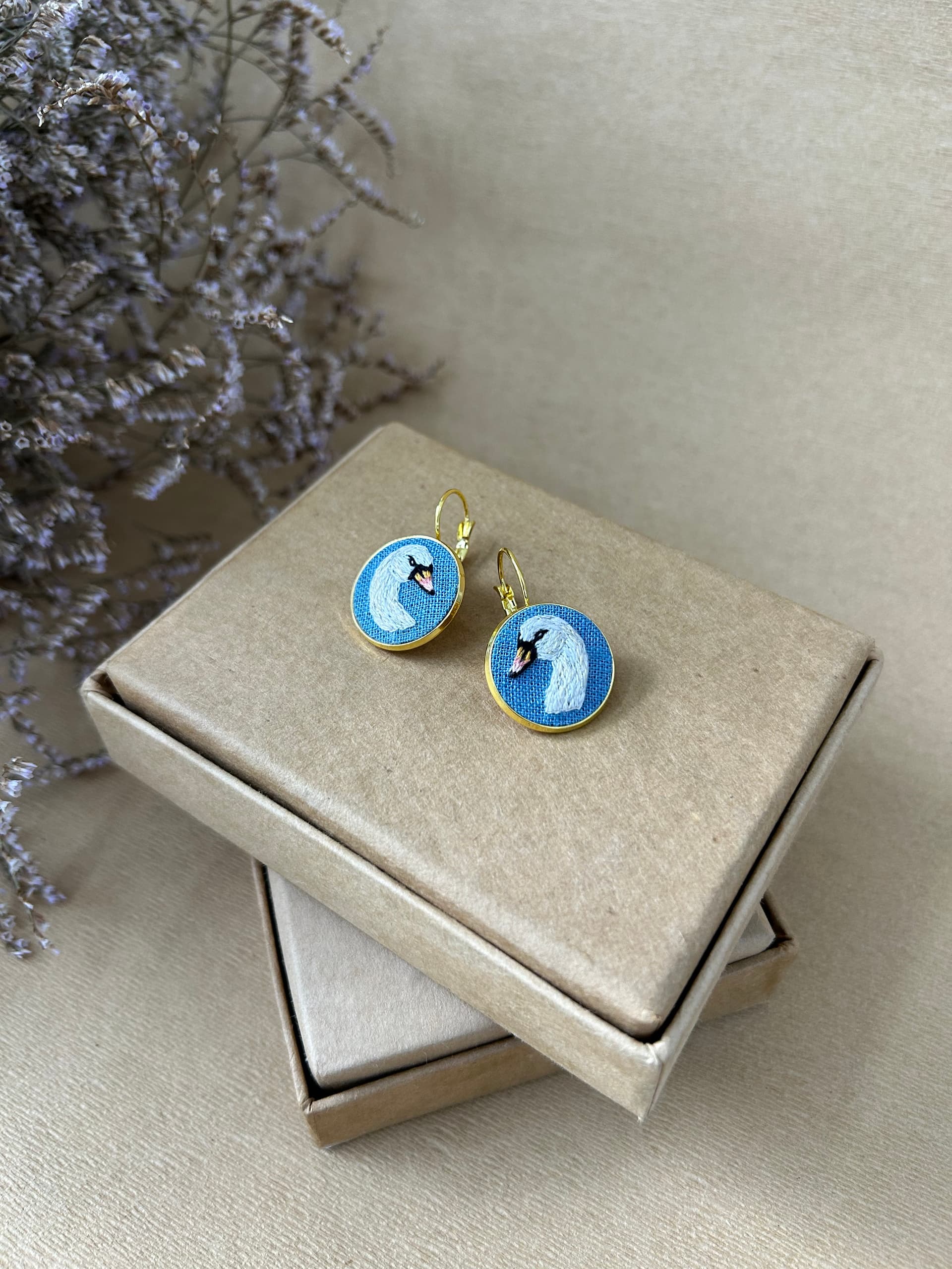 Swan Earrings  view 2