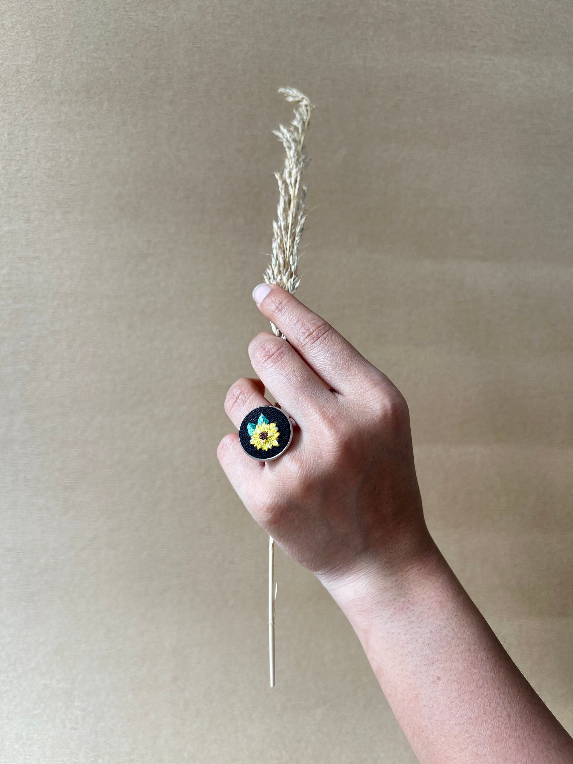 Sunflower Embroidered Ring