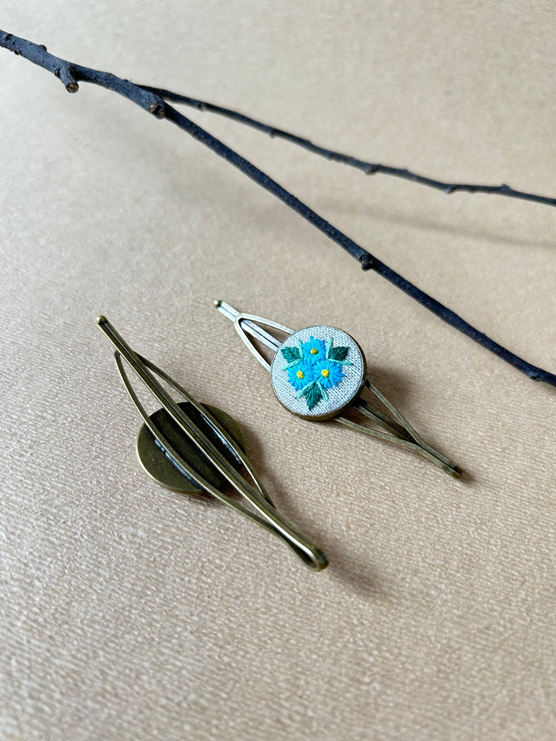 Sunflower Embroidered Hair Clips view 4